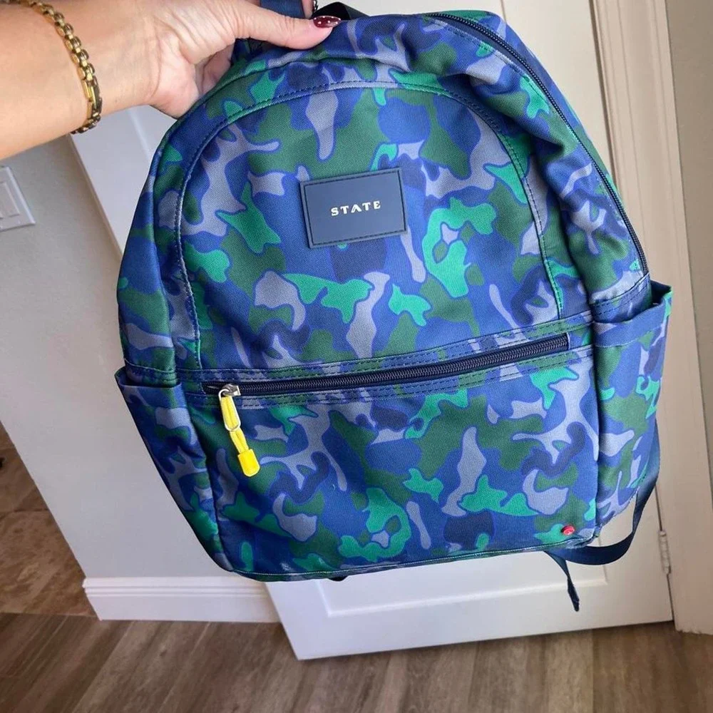 STATE Bags Kane Backpack Camo Kids School Backpack Blue Green